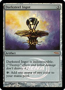 【Foil】《ダークスティールの鋳塊/Darksteel Ingot》(アリーナ)[DCIマーク] 茶