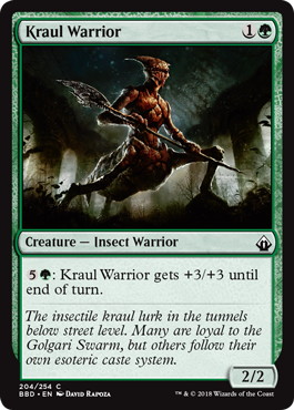 【Foil】《クロールの戦士/Kraul Warrior》[BBD] 緑C