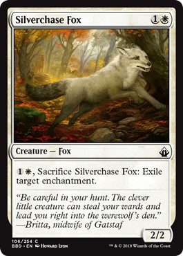 【Foil】《銀筋毛の狐/Silverchase Fox》[BBD] 白C