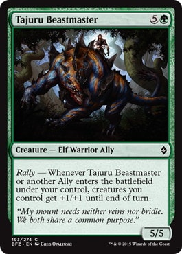 《タジュールの獣使い/Tajuru Beastmaster》[BFZ] 緑C