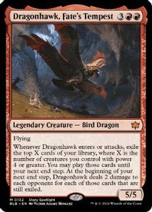 【Foil】(132)■プロモスタンプ付■《運命の大嵐、ドラゴンホーク/Dragonhawk, Fate's Tempest》[BLB] 赤R