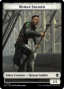 (007/035)《人間・兵士+狼トークン/Human Soldier+Wolf Token》[BLC] 白/金