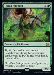 【Foil】■プレリリース■《獣相のシャーマン/Fauna Shaman》[BRO-PRE] 緑R