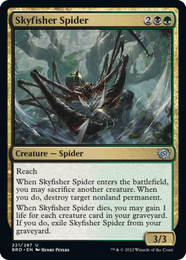 【Foil】(221)《空漁師の蜘蛛/Skyfisher Spider》[BRO] 金U