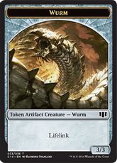 (033/003)《ワーム+ヤギトークン/Wurm+Goat Token》[C14] 茶/白