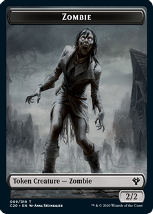 (009/005)《ゾンビ+人間・兵士トークン/Zombie+Human Soldier Token》[C20] 黒/白