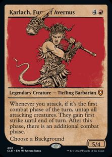 (400)■ショーケース■《アヴェルヌスの憤怒、カーラック/Karlach, Fury of Avernus》[CLB-BF] 赤R