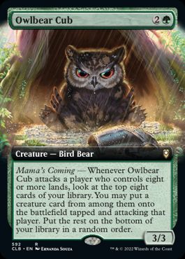 【Foil】(592)■拡張アート■《アウルベアの仔 /Owlbear Cub》[CLB-BF] 緑R