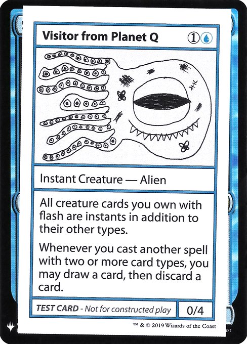 ■エンブレムあり■《Visitor from Planet Q》[Mystery Booster Playtest Cards] 青R