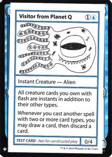 ■エンブレムあり■《Visitor from Planet Q(Play Test Card)》[Mystery Booster Playtest Cards] 青R