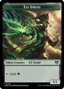 【Foil】(032)《エルフ・ドルイドトークン/Elf Druid Token》[CMM] 緑