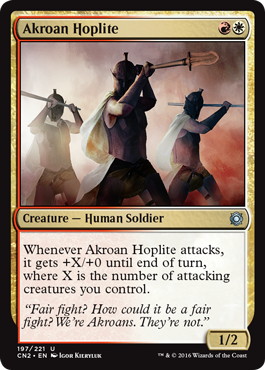 【Foil】《アクロスの重装歩兵/Akroan Hoplite》[CN2] 金U