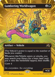 【ファーストプレイス・Foil】(528)■ボーダーレス■《重厚な世界踏破車/Lumbering Worldwagon》[DFT-BF] 緑R