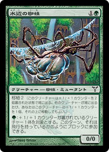【Foil】《水辺の蜘蛛/Aquastrand Spider》[DIS] 緑C