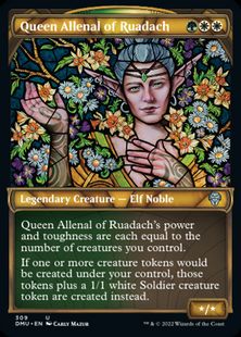 【Foil】(309)■ショーケース■《ルアダッハの女王オーリナル/Queen Allenal of Ruadach》[DMU-BF] 金U