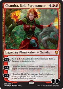 【Foil】《勇敢な紅蓮術師、チャンドラ/Chandra, Bold Pyromancer》[DOM] 赤R
