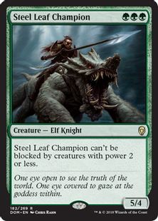 【Foil】■プレリリース■《鉄葉のチャンピオン/Steel Leaf Champion》[DOM-PRE] 緑R
