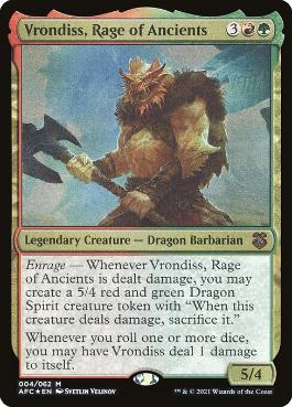 【エッチング・Foil】(004)《古き者どもの激怒、ヴロンディス/Vrondiss, Rage of Ancients》[AFC] 金※提示用カード