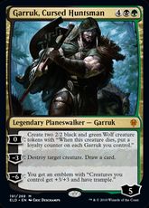 【Foil】■プレリリース■《呪われた狩人、ガラク/Garruk, Cursed Huntsman》[ELD-PRE] 金R