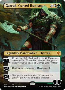 (270)■ボーダーレス■《呪われた狩人、ガラク/Garruk, Cursed Huntsman》[ELD-BF] 金R