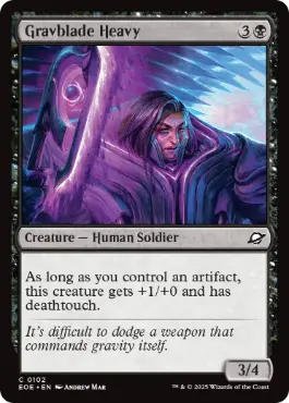 【Foil】(102)《重力刃の重装戦士/Gravblade Heavy》[EOE] 黒C