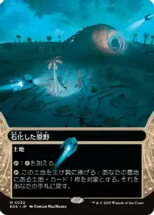 032)□ボーダーレス□《石化した原野/Petrified Field》[EOS] 土地R