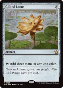 【Foil】(725)《金粉の水蓮/Gilded Lotus》[FDN] 茶R