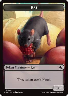 (030/019)《ネズミ+エルフ・戦士トークン/Rat+Elf Warrior Token》[FDN] 黒/緑