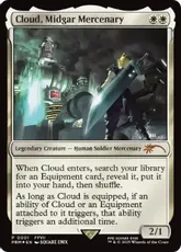 【Foil】(564)《ミッドガルの傭兵、クラウド/Cloud, Midgar Mercenary》(統率者デッキプロモ)[流星マーク] 白