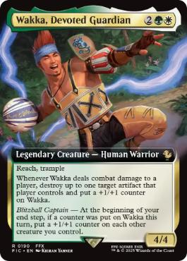 (190)■拡張アート■《敬虔なガード、ワッカ/Wakka, Devoted Guardian》[FIC] 金R