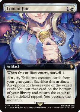 【Foil】(104)■拡張アート■《運命のコイン/Coin of Fate》[FIC] 白R