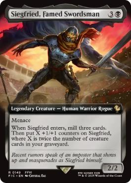 (149)■拡張アート■《名高き剣士、ジークフリード/Siegfried, Famed Swordsman》[FIC] 黒R