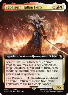【Foil】(182)■拡張アート■《墜ちた英雄、セフィロス/Sephiroth, Fallen Hero》[FIC] 金R
