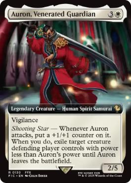 (130)■拡張アート■《武伝のガード、アーロン/Auron, Venerated Guardian》[FIC] 白R