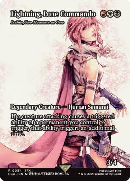 【Foil】(054)■ショーケース■《孤高の戦士、ライトニング/Lightning, Lone Commando》/《二天一流、一心/Isshin, Two Heavens as One》[FCA] 金R
