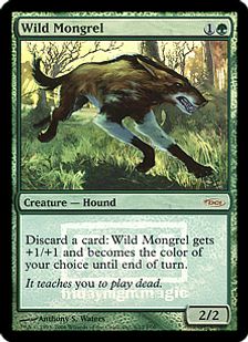 【Foil】《野生の雑種犬/Wild Mongrel》(FNM)[DCIマーク] 緑