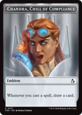 【Foil】(017/018)《紋章(遵守の冷気、チャンドラ)+紋章(反逆の先導者、チャンドラ)/Emblem Chandra, Chill of Compliance+Emblem Chandra, Torch of Defiance》[FRA] 紋章/紋章
