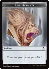【Foil】(016/002)《紋章(意志堅固なるアジャニ)+アジャニの群れ仲間トークン/Emblem Ajani Resolute+Ajani's Pridemate Token》[FRA] 白/白