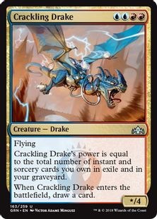 【Foil】《弾けるドレイク/Crackling Drake》[GRN] 金U