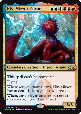 【Foil】■プレリリース■《パルン、ニヴ＝ミゼット/Niv-Mizzet, Parun》[GRN-PRE] 金R