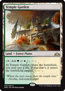 【Foil】《寺院の庭/Temple Garden》[GRN] 土地R