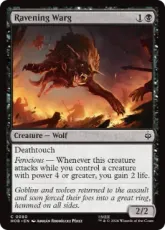 【Foil】(080)《餓え狂う魔狼/Ravening Warg》[HOB] 黒C