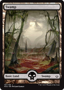 【Foil】(187)■フルアート■《沼/Swamp》[HOU] 土地