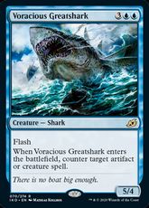 【Foil】■プレリリース■《大食の巨大鮫/Voracious Greatshark》[IKO-PRE] 青R