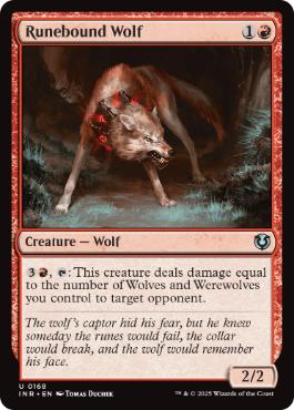 (168)《ルーン縛りの狼/Runebound Wolf》[INR] 赤U