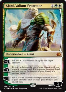 【Foil】《勇敢な守護者、アジャニ/Ajani, Valiant Protector》[AER] 金R