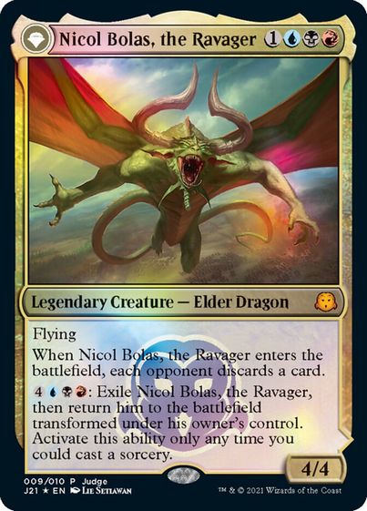 【Foil】《破滅の龍、ニコル・ボーラス/Nicol Bolas, the Ravager》/《覚醒の龍、ニコル・ボーラス/Nicol Bolas, the Arisen》[ジャッジ褒賞] 金R