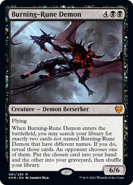 (081)《燃えルーンの悪魔/Burning-Rune Demon》[KHM] 黒R