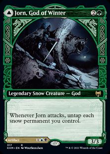 (317)■ショーケース■《冬の神、ヨーン/Jorn, God of Winter》/《霧氷杖、カルドリング/Kaldring, the Rimestaff》[KHM-BF] 緑R