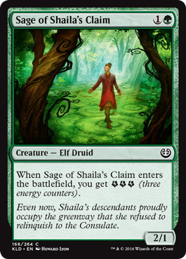 【Foil】《シャイラ専有地の賢者/Sage of Shaila's Claim》[KLD] 緑C